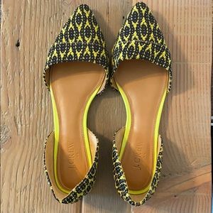 J. Crew neon and black print flats